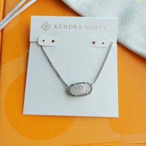Kendra Scott Elisa Rose Quartz Necklace Silver
